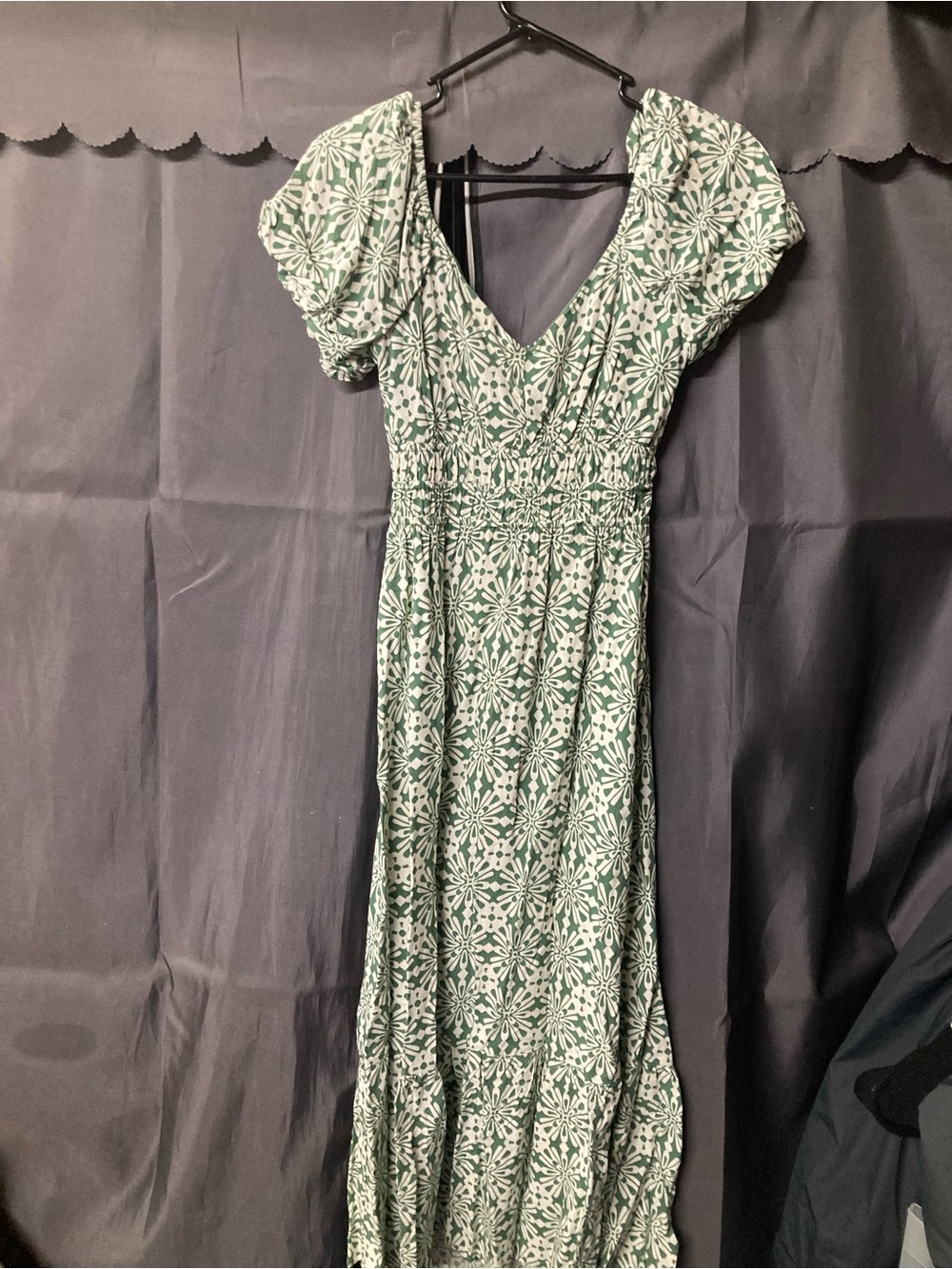 Green Floral V-Neck Maxi Dress